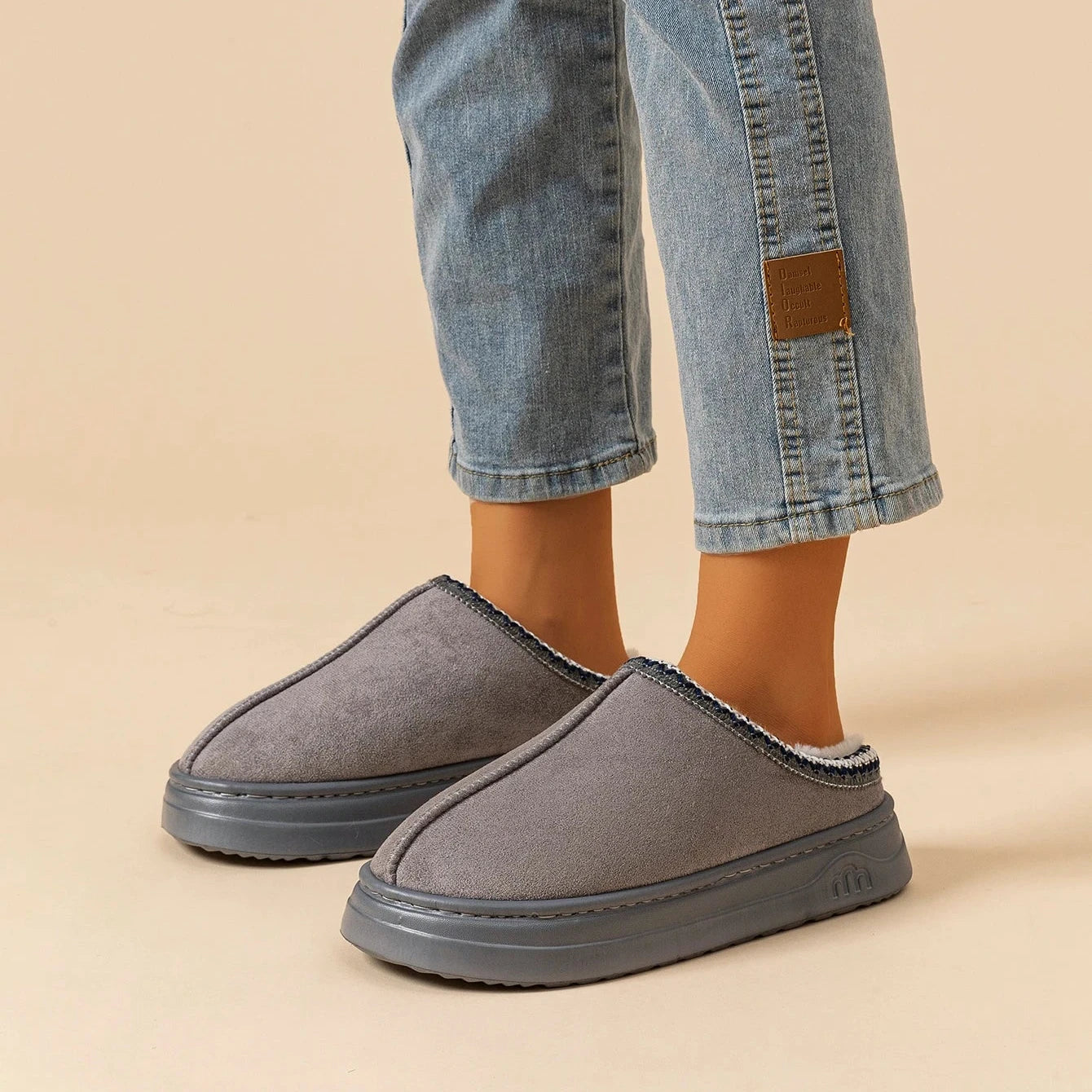 Chaussons Conforts Gris